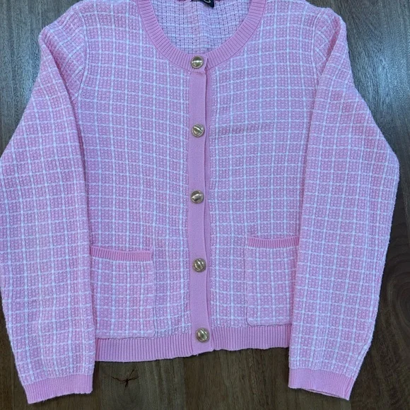Pink Women's Cardigan Sweater - Picture 2 of 7
